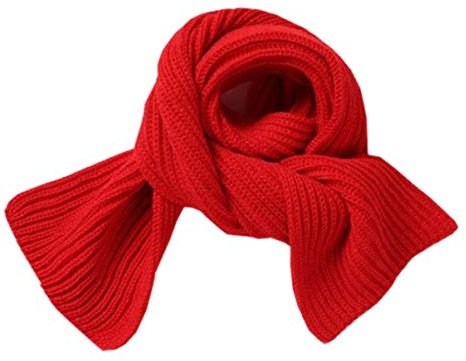 ACVIP Kinder Strickschal Winter Warme Stricken Schal Junge Mädchen einfarbiges Halsschal(Rot)