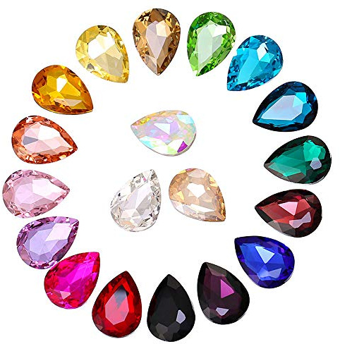 Gwolf Strasssteine, 200 Stück Glas Glitzersteine, Bunt Strasssteine, Kristall Edelstein Basteln, Glas Schmucksteine für Handy Geburtstagskrone Grußkarte Basteln, Zufällige Farbe