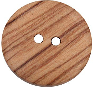 6 Stück, hübsche Holz Knöpfe, 2 Loch, aus europäischer Fertigung, mit sichtbarer Maserung, leicht gewölbt, Holzknöpfe Natur Knöpfe (34mm)