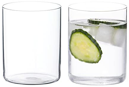 DIAMANTE Crystal Glass Tumbler Pair - 'Air' - Light & Thin-Walled Drinking Glasses - Ideal All Rounders, Iced Coffee, Cocktails, Water, Soft Drinks