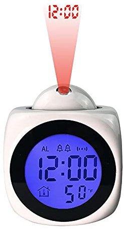 LetCart Sveglia Digitale con Proiettore, Orologio a proiezione multifunzionale con sveglia a led Orologio a rapporto vocale, Sveglia A Specchio per Camera da Letto, Ufficio