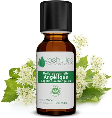 VOSHUILES - Huile Essentielle Angélique 2ml - 100% Pure et Naturelle - HEBBD - Parfum Très Aromatique - Utilisation Massage - Traçabilité - Entreprise Française