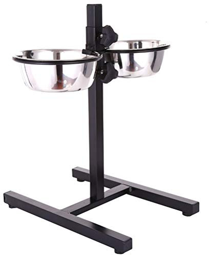 ibasenice Gamelle pour Chien et Chat en Acier Inoxydable Hauteur Réglable et Design Pliable, Bol Profond Stable pour Repas et Voyage en Extérieur
