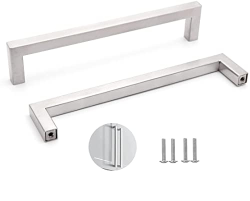 SYDARSYN 2 Stück Möbelgriffe Edelstahl Küchengriffe Silber Möbelgriffe 288mm Schrankgriffe Schubladengriffe Quadratischer Griff
