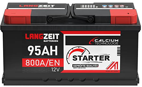 LANGZEIT Autobatterie 12V 95Ah 800A/EN Starterbatterie 30% mehr Startleistung ersetzt 100Ah 88Ah 90Ah 92Ah Batterie