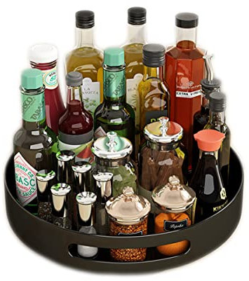 Lazy Susan Drehbares Gewürztablett aus Metall für Schrank, Theke, Schrank, Küchentisch oder Speisekammer (Stahl 25 cm)