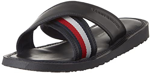 Tommy Hilfiger Sandales Homme Criss Cross Sandal Cuir, Bleu (Desert Sky), 40 EU