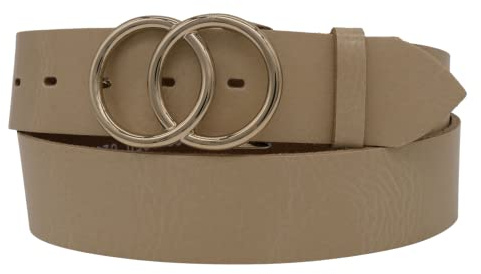 AnnaMatoni Damen Gürtel Ledergürtel mit Doppel O-Ring Schließe Gold echt Leder Gürtel Made in Germany 4 cm breit Damen Leder Gürtel
