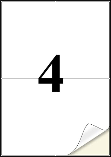 Etiquetas Adhesivas Para Imprimir A4, Tapsin 4 por hoja 100 hojas, 105x148mm Etiquetas Autoadhesivas Mate Para Impresoras Láser A4 de Inyección de Tinta