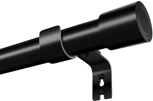 Gardinenstange Ausziehbar Vorhangstange mit Halterungen 25 mm Durchmesser Curtain Rod Verstellbare Dekorative für Schlafzimmer,Ösenvorhänge,Fenster70-155 cm,Schwarz