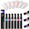 RoseFlower Lot de 6 stylos à poudre chromés métallisés à coussin d'air avec poudre à ongles solide et effet miroir stylos à coussin d'air en poudre pour ongles pour manucure, décoration d'ongles#7