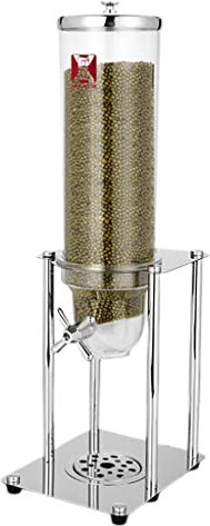 GUINJO Stainless steel Cereal Dispenser,Airtight Kitchen Storage can for 0.5-3cm granular cereal, nuts, oatmeal, candy, rice, dry beans, pet food, coffee beans (Color : Silver, Size : 3.5L)