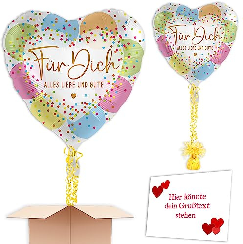 Für Dich Heliumballon inkl. Heliumfüllung, Schmuckbänder, Gewicht und Karte mit Wunschtext als Geschenk oder an Wuschadresse senden