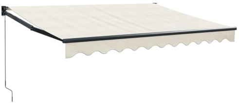 vidaXL Markise, Sonnenmarkise Einziehbar, Gelenkarmmarkise mit Kurbel, Terrassenmarkise Balkonmarkise Sonnenschutz, Creme 3,5x2,5m Stoff Aluminium