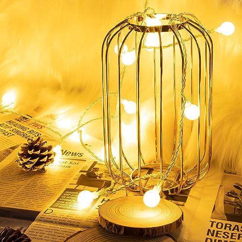 AGOTD Guirnalda Luces, Cadena de Luces 6M 40 LED, 2 Modos Bateria Cargada blanca cálida, Decorativas Guirnaldas Luminosas para exteriores, interiores, jardines, casas, bodas, Navidad (2 modos)