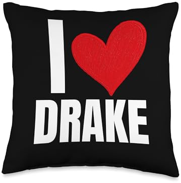 I Love Drake Personalized Personal Name Heart Friend Family Throw Pillow