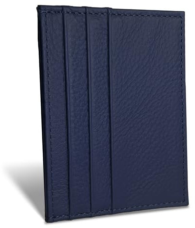 WOXVM Credit Card Holder Wallet RFID Blocking Slim Credit Card Cases Holder Premium Leather Minimalist Front Pocket Small Wallet with 6 Card Slots and 1 Pockets for Men Women (Navy Blue)