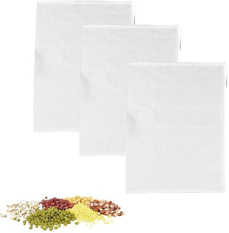 3 Piezas Bolsa de Muselina de Algodón de Filtro de Leche, Bolsa de Leche de Nuez, Filtro para Leche Vegetal, Bolsas de Té Reutilizables, Bolsa de Filtro de Té, Colador de Tela para Leches Vegetales