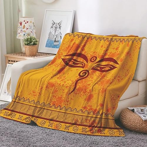 EHOMERY Mantas Individuales Calentitas Cobija Sofa Mantas para Cama Cobija Cama Matrimonial Ojo Manta Camping Mantas Decorativas Suaves Y Cómodas Amarillo 150x100cm