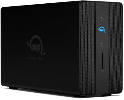 Station d'accueil OWC Gemini Thunderbolt (USB-C) de 24 To et solution de stockage externe RAID double disque dur, disque externe avec 2 ports Thunderbolt (USB-C), 2 ports USB 3.2 Gen 2, port Ethernet