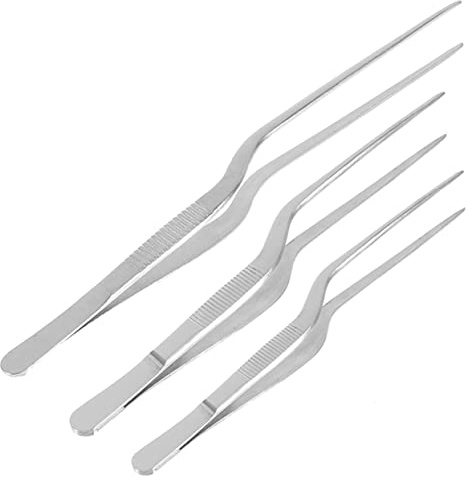 Milisten 3pcs Stainless Steel Cooking Tweezers Ergonomic Food Tongs for Serving Grilling Flipping Fish Bone Clips Appetizers BBQ Kitchen Restaurant