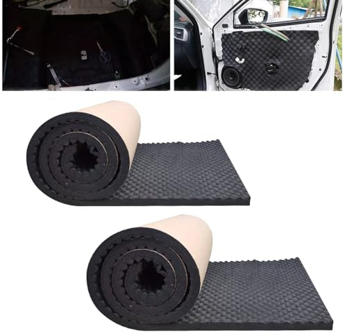 Anttyscar 2 Stück Auto Motor Schallschutz Schalldämpfender Automotor Auto Schallschutzmatte Isolierung Matte Schaumstoff, selbstklebende Mattenrolle, Feuerfest, Feuchtigkeitsfest, Wasserdicht