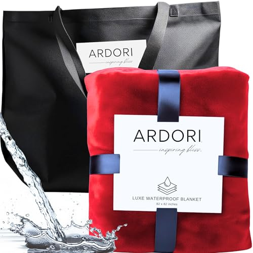 Waterproof Blanket King Size, Red & Black, 82x82- Water Proof and Stain Resistant Blankets for Couples Bed Intimacy, Fleece Moisture Absorbent, Layered Sheet Protector, Leakproof Protective Top Cover