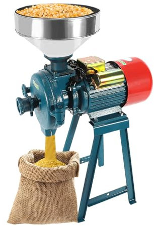 Molino de Cereales Eléctrico, 2200W 1400r/min Molino de Grano Cereal Eléctrico, Molino 60 Mesh Diámetro de Trituración Más Pequeño, Molinillo de Cereales Velocidad>54kg/h