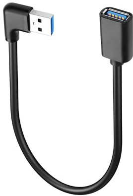 PNGKNYOCN Cable de extensión USB 3.0 de 90 grados, doblado en ángulo recto USB 3.0 macho a hembra, cable de datos corto para laptop, impresora, unidad flash, etc. (0.3 m) (curva derecha)