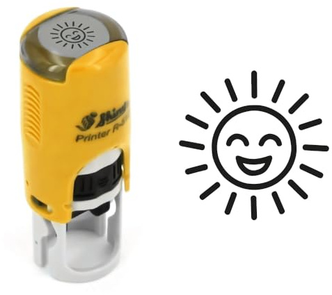 Timbro sole sorridente | 11mm | Timbro inchiostrante carta fedeltà | Sun smiley ink stamp