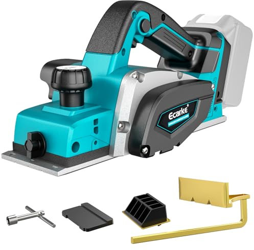 Ecarke Akku-Randhobel 750W für Makita 18V Batterie, bürstenloser Elektrohobel – 15000 U/min, 82mm Hobelbreite, 0-2mm Tiefeneinstellung – Ideal für Holzarbeiten, Möbel und DIY-Projekte – Ohne Batterie
