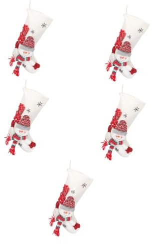 Cabilock 5St Feiertagsdekorationen Weihnachtsparty-Strumpf Sackleinen Weihnachtsstrümpfe Geschenktüten weihnachtsschmuck Kinder Candies Weihnachtsbaumstrumpf Weihnachtsstrumpf Stoff Weiß