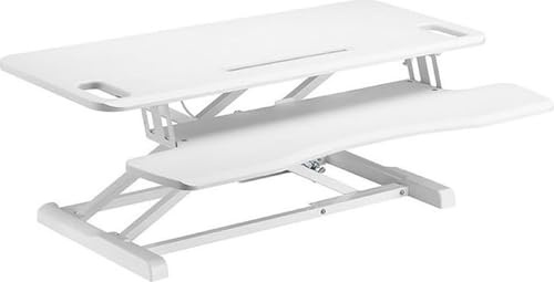 UPdesk Cross Large - Schreibtischaufsatz höhenverstellbar für Laptop & PC - Schreibtischerhöhung - Stehpultaufsatz für Schreibtisch - Höhe 11 cm - 50,5 cm - Breite 41,5 x 95 cm - Gasfeder - WEIß