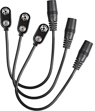 CHOYUE 3pcs 9V Battery Clip Converter Snap Connector 2.1mm * 5.5mm Female Plug for Guitar Effect One Spot Power Supply