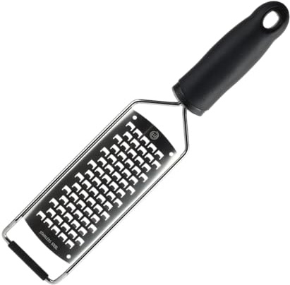 MasterChef Cheese Grater Hand Held Kitchen Food Chopper Grater for Grating Parmesan Garlic Ginger Etc Small Flat Zester Grater Stainless Steel with Non-Slip Rubber Base and Easy Grip Handle