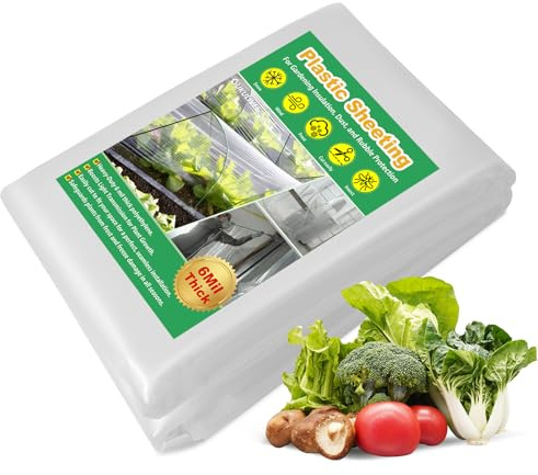 2x10M Gewächshausfolie Schwerlast – 150µm Starke Gartenfolie Transparent – UV-beständige Folie für Gewächshaus, Wetterfest & Wasserdicht, Abdeckfolie für Pflanzen & Gartenbau