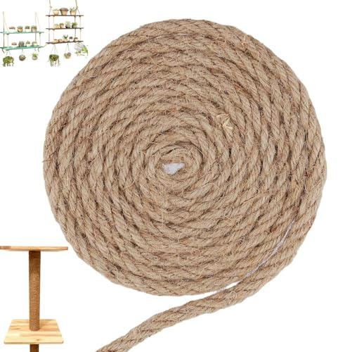 SENJEOK 10 mm x 50 m braunes natürliches Jute-Hanfseil, 50 m Jute-Schnur für Gartenarbeit, Bündeln, Dekorieren