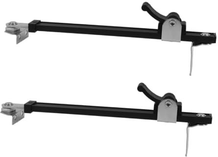 EXHUMKY 2pcs Heavy Duty Aluminum Alloy Telescopic Window Lock Fittings Casement Stay Adjuster with Black Fixed Corner Bracket for Ventilation and Security