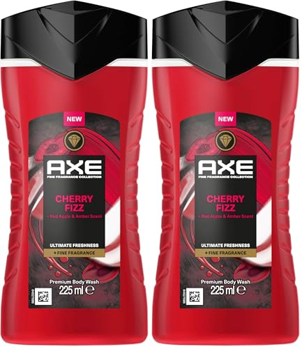 AXE - Gel Douche - Collection Prestige - Cherry Fizz -12h de fraîcheur - Parfum frais de pomme, eucalyptus, ambre et cerise - 225ml (Lot de 2)