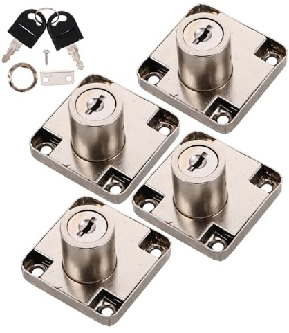 DIYEAH 4sets Office Drawer Locks Zinc Alloy Cabinet Locks Screws Home Office Drawer Security for Desk Cabinet Furniture