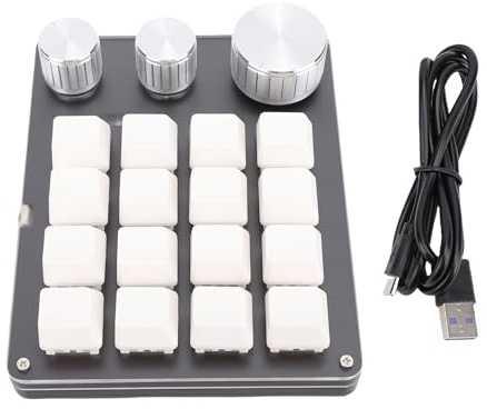 Topiky Clavier Programmable à Une Main, Clavier Macro Mécanique de 16 Keys, Claviers Multifonction RVB DIY, Claviers de Jeu Hot Swap OSU avec des Boutons Entièrement Boutons, (White)