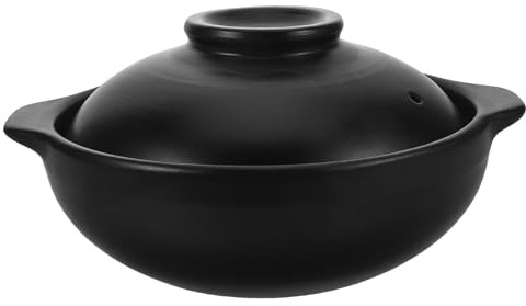 MAGICLULU Pot en Argile Coréen 600ml avec Couvercle, Cocotte en Terre Cuite pour Cuisson Asiatique, Rétention de Chaleur et Diffusion Uniforme, pour Riz et Cuisson Variée