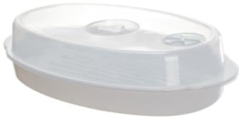 LALAFINA Vaporiera per Microonde con Coperchio e Valvola Regolabile Piatto di Pesce al Vapore per Microonde Versatile e Facile da Pulire Contenitore per Cottura a Vapore di Pesce e