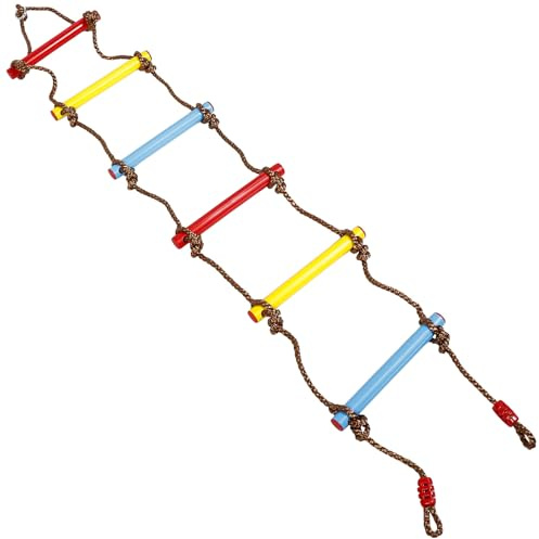 LALADEFIEE Échelle de Corde pour Garçon et Filles Réglable en PE Sécurisée, Échelle d'escalade Extérieure 6 Sections, Équipement de Jeux Extérieurs pour Développement Équilibre