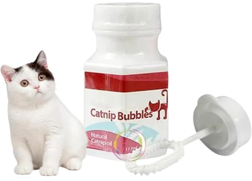 GUSHE Catnip Bubble Machine for Cats, Catnip Bubble Blower, Flüssige Katzenminze-Blasen, Katzenminze-Seifenblasen mit Seifenblasenbläser, interaktives Kätzchenspielzeug Innen & Außen Spielen,18ML