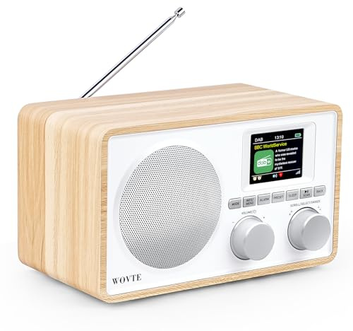 WOVTE DAB/DAB+/FM Radio 2.4”LCD Colour DLS Display Screen Digital Radio | Mains Powered with 80 Presets, 3”Hi-Fi Speaker, Bluetooth, Aux In, USB Socket Dual Alarm Clock Auto Scan & Sleep Timer