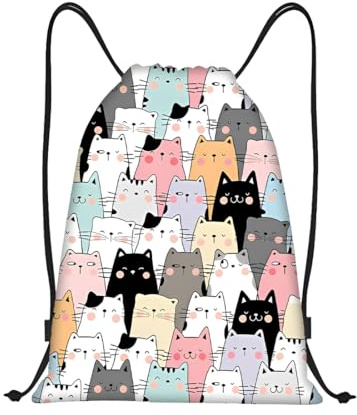 AEIXYA Mochila Cuerdas Ajustable, Estampado De Gatito Adorable, Bolsa De Gimnasio, Bolsa Deportiva Para Hombres Y Mujeres, Mochila Deporte Para Deportes, Viajes, Escuela, Playa