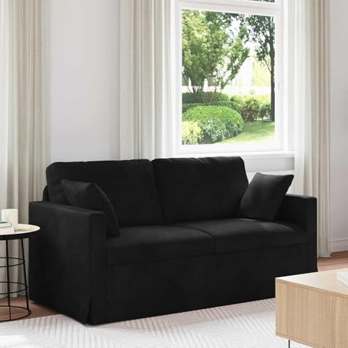 sephironlbb Sofá de terciopelo negro 158 x 78 x 80 cm con diseño ergonómico, conjunto de tapicería modular, marco de metal estable y reposabrazos de madera para salón, dormitorio y salón