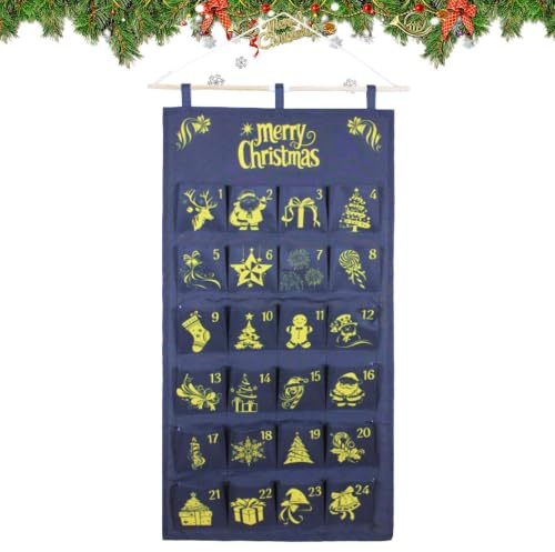Adventskalender Med Fickor Återanvändbar Fyllbar För Festligt Godis Snacks | Tyg Julkalender Adventsförvaringspåse Godis, Snacks, Småsaker, Choklad för , Klassrummet, Barnen,