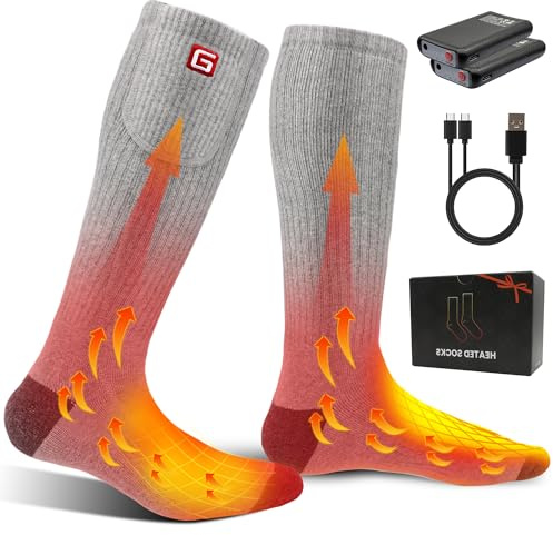 Svpro Calze riscaldate Calze Termiche Invernali Ricaricabili elettriche a 3 Livelli di Riscaldamento per Uomo e Donna (Grigio)